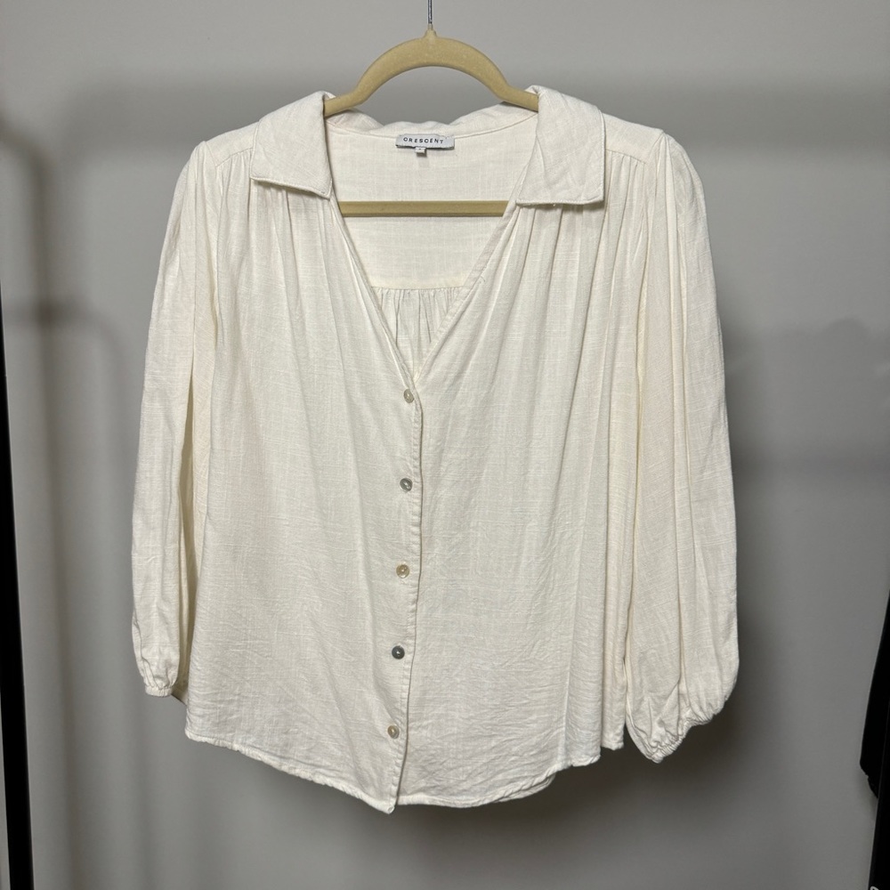 Crescent Linen Blouse Top, S